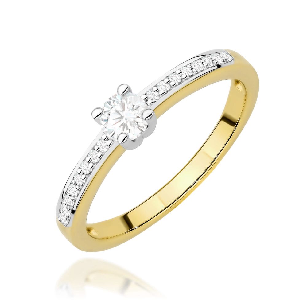 Pierścionek z diamentem laboratoryjnym 0,28 ct, żółte złoto 585