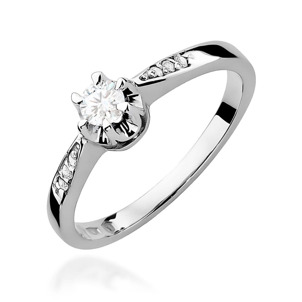 Pierścionek z brylantami 0,28 ct, białe złoto 585