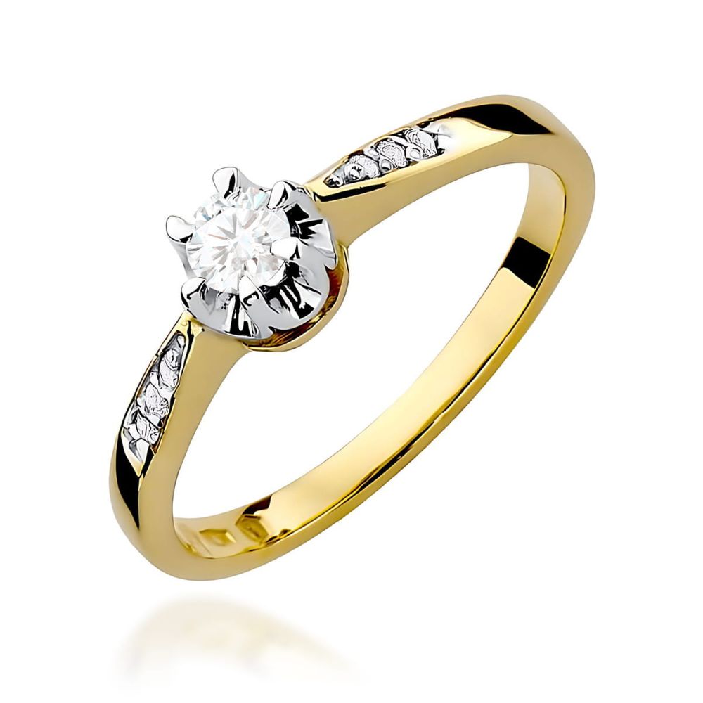 Pierścionek z brylantami 0,28 ct, żółte złoto 585