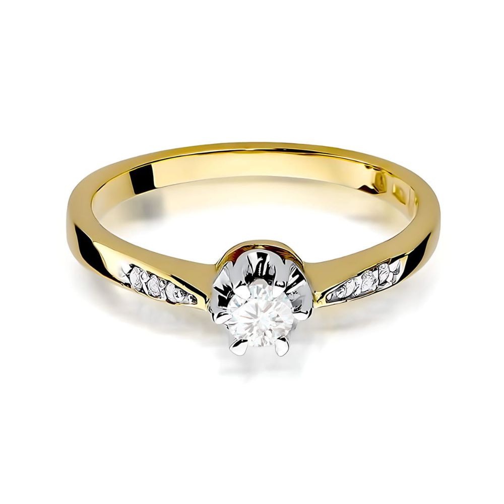 Pierścionek z brylantami 0,28 ct, żółte złoto 585