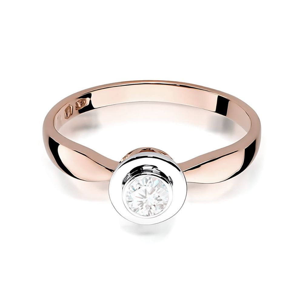 Pierścionek z diamentem laboratoryjnym 0,25 ct, różowe złoto 585