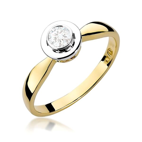 Pierścionek z diamentem laboratoryjnym 0,25 ct, żółte złoto 585
