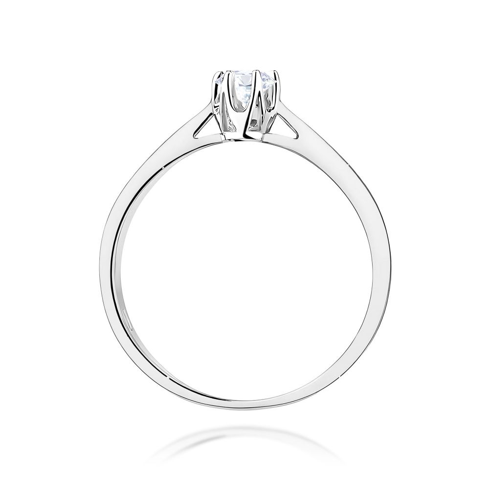 Pierścionek zaręczynowy z brylantem 0,12 ct, białe złoto 585