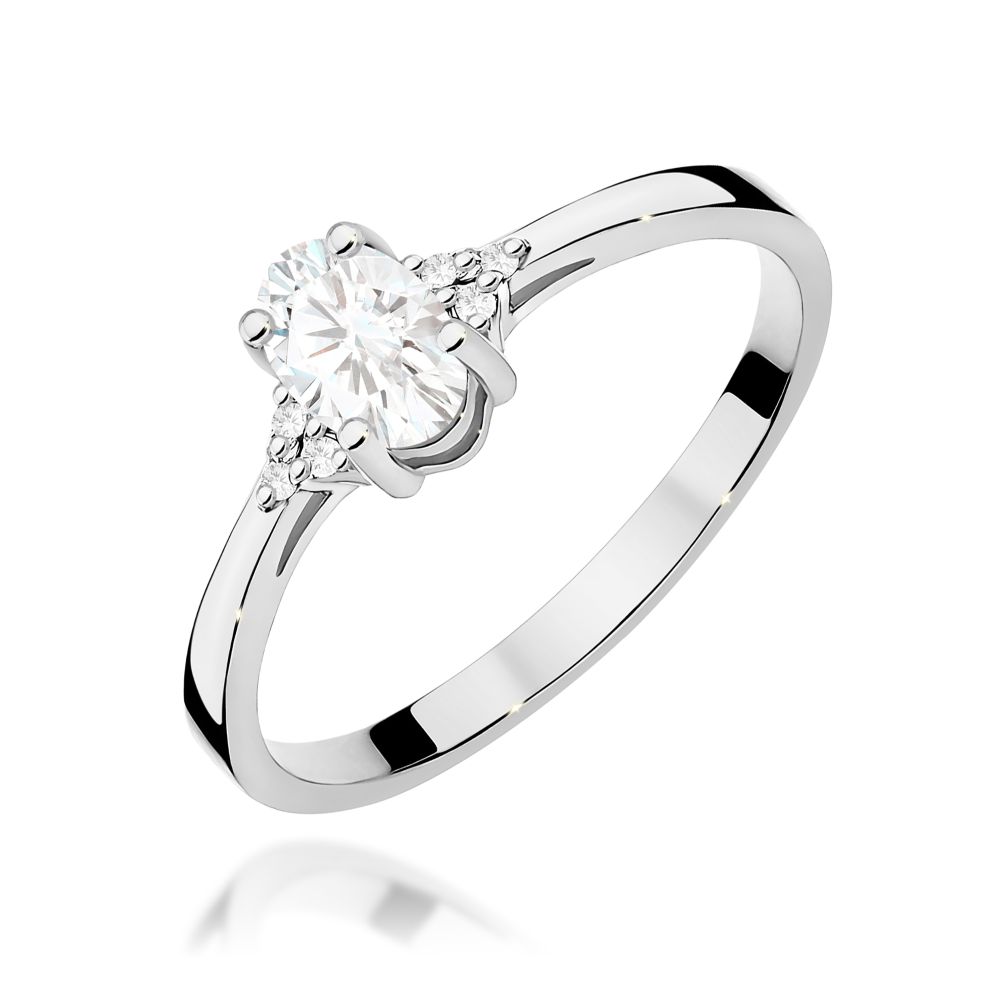 Pierścionek z diamentem laboratoryjnym 0,45 ct, białe złoto 585