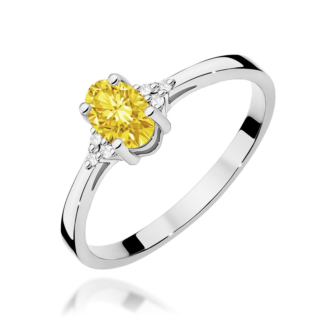 Pierścionek z żółtym diamentem laboratoryjnym 0,55 ct, białe złoto 585