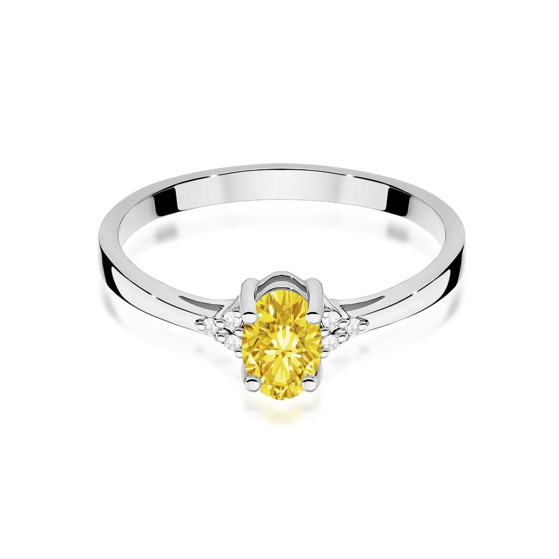 Pierścionek z żółtym diamentem laboratoryjnym 0,55 ct, białe złoto 585
