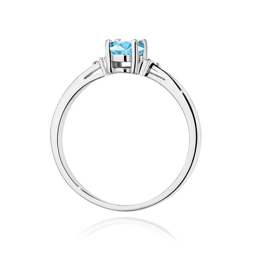 Pierścionek z topazem Swiss Blue 0,50 ct i brylantami, białe złoto 585