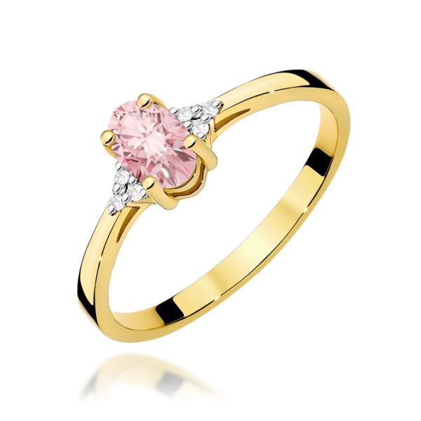 Pierścionek z różowym diamentem laboratoryjnym 0,55 ct, żółte złoto 585