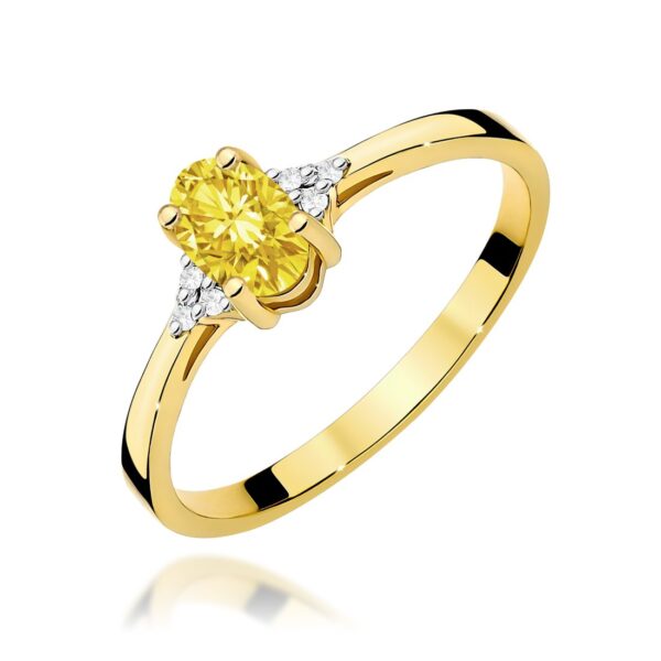 Pierścionek z żółtym diamentem laboratoryjnym 0,55 ct, żółte złoto 585