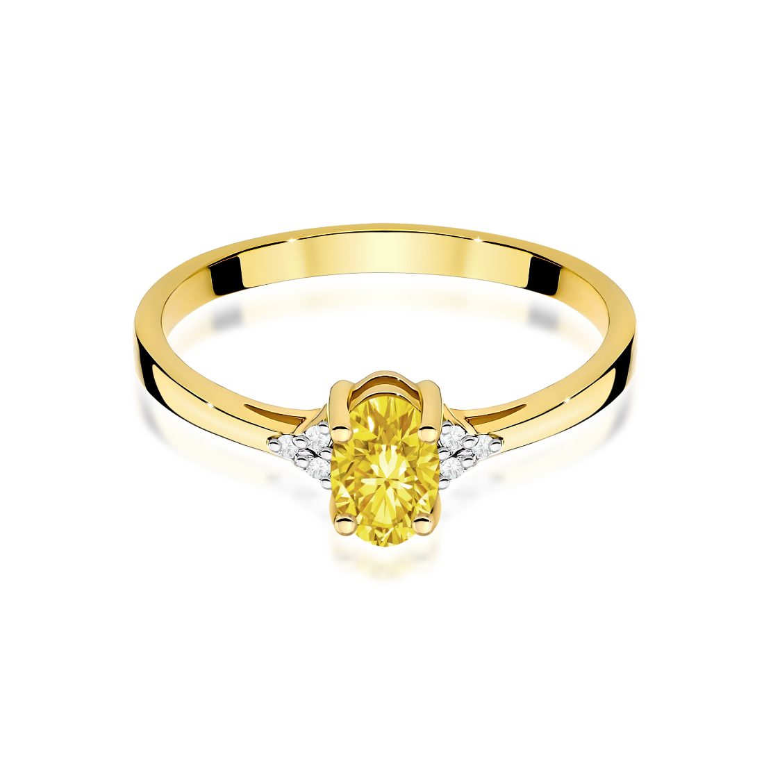 Pierścionek z żółtym diamentem laboratoryjnym 0,55 ct, żółte złoto 585