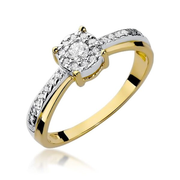 Pierścionek z brylantami 0,28 ct, żółte złoto 585