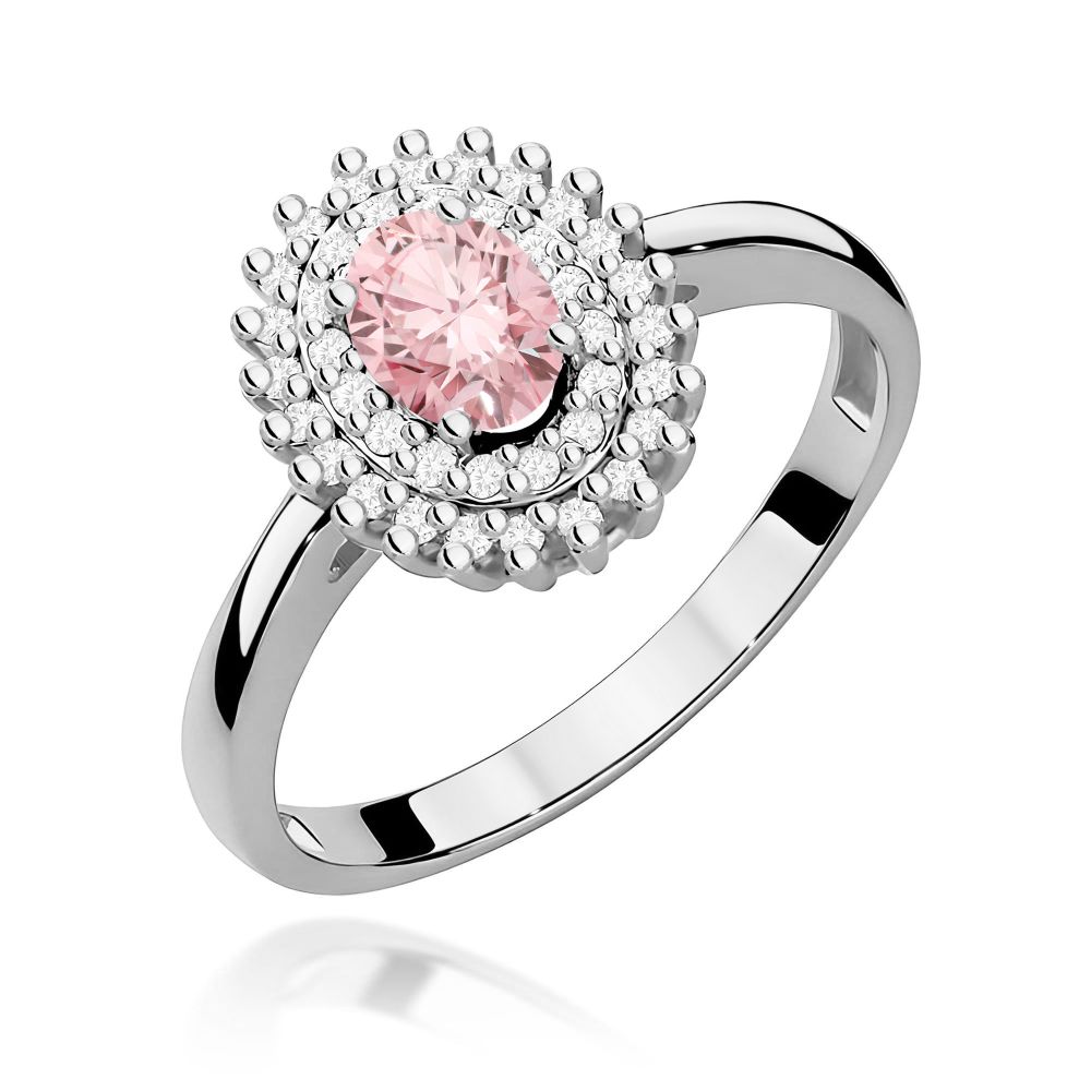 Pierścionek z różowym diamentem laboratoryjnym 0,70 ct, białe złoto 585