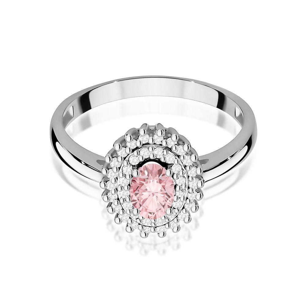 Pierścionek z różowym diamentem laboratoryjnym 0,70 ct, białe złoto 585