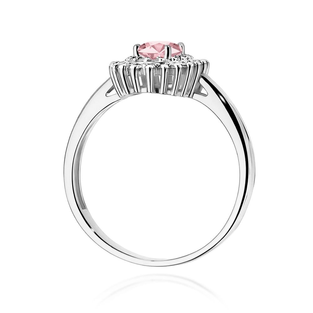 Pierścionek z różowym diamentem laboratoryjnym 0,70 ct, białe złoto 585