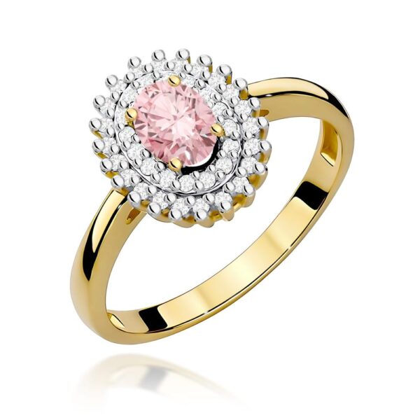 Pierścionek z różowym diamentem laboratoryjnym 0,70 ct, żółte złoto 585