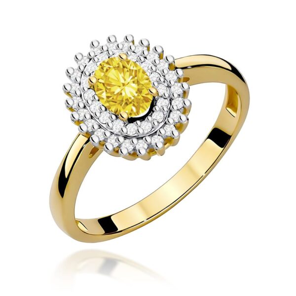 Pierścionek z żółtym diamentem laboratoryjnym 0,70 ct, żółte złoto 585