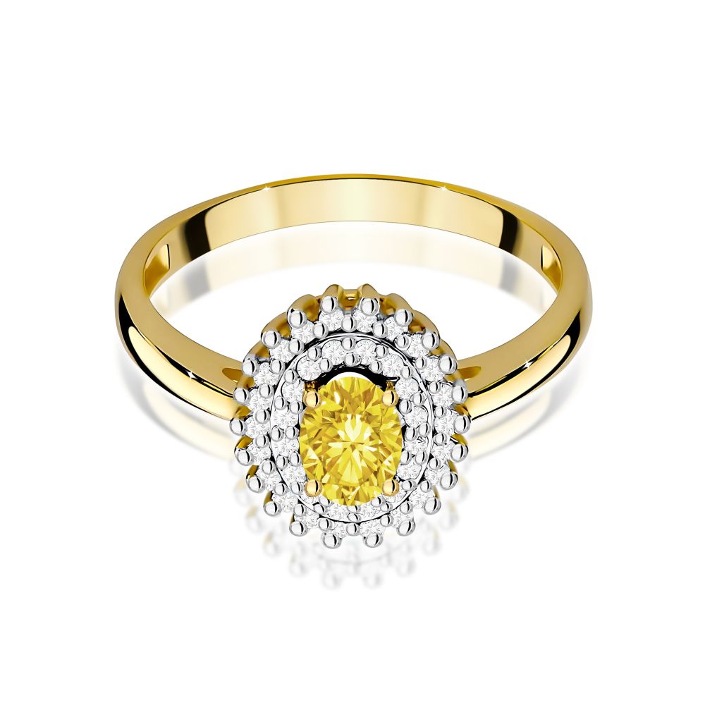 Pierścionek z żółtym diamentem laboratoryjnym 0,70 ct, żółte złoto 585