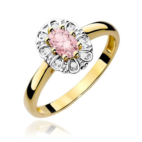 Pierścionek z różowym diamentem laboratoryjnym 0,57 ct, żółte złoto 585