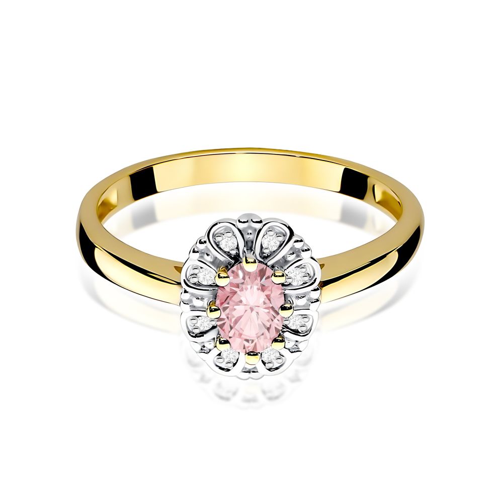 Pierścionek z różowym diamentem laboratoryjnym 0,57 ct, żółte złoto 585