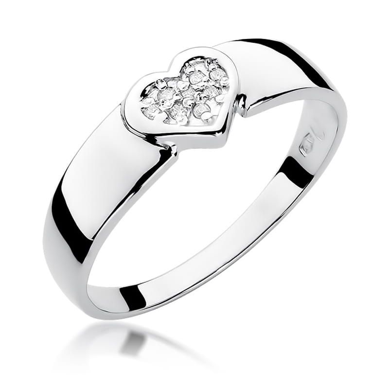 Pierścionek z brylantami 0,04 ct, białe złoto 585
