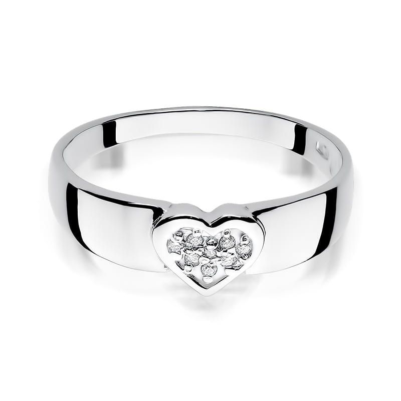 Pierścionek z brylantami 0,04 ct, białe złoto 585