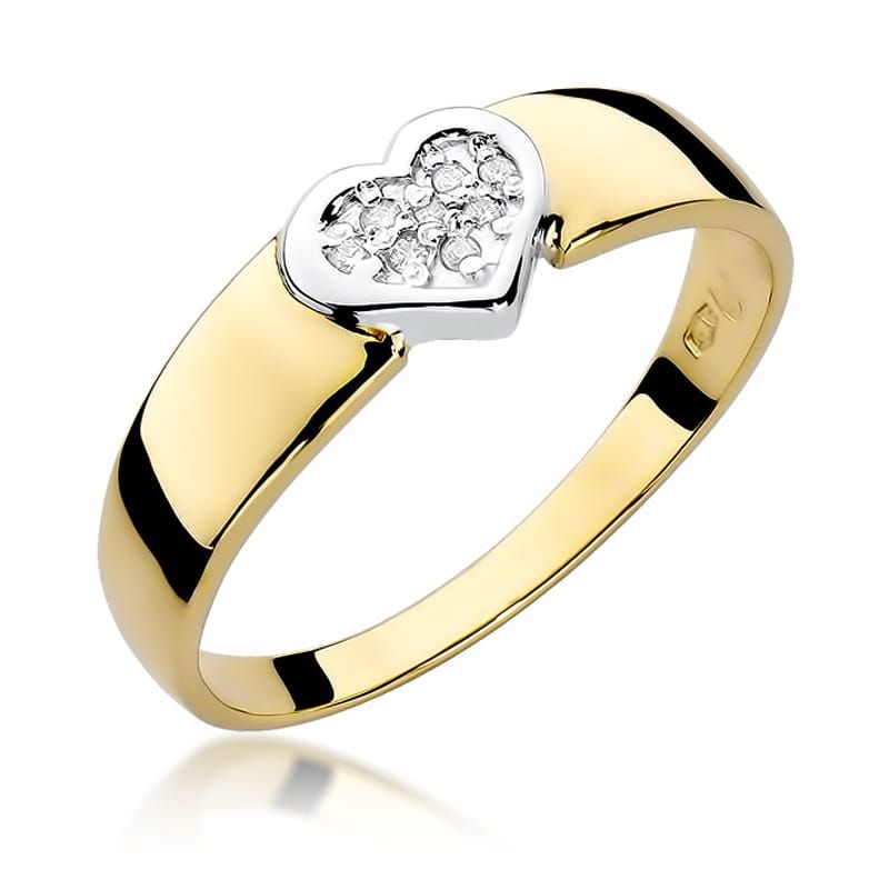 Pierścionek z brylantami 0,04 ct, żółte złoto 585