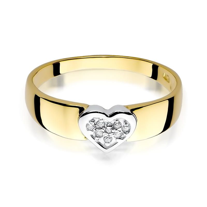 Pierścionek z brylantami 0,04 ct, żółte złoto 585