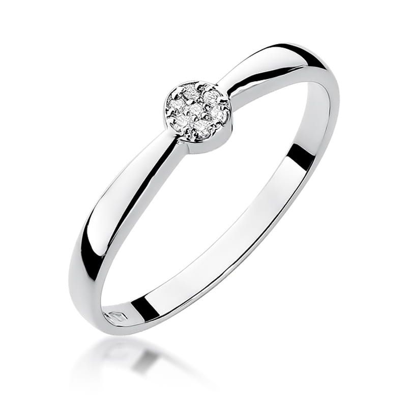 Pierścionek z brylantami 0,04 ct, białe złoto 585