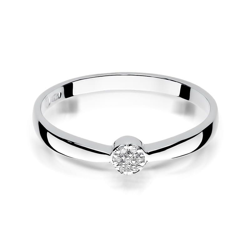 Pierścionek z brylantami 0,04 ct, białe złoto 585