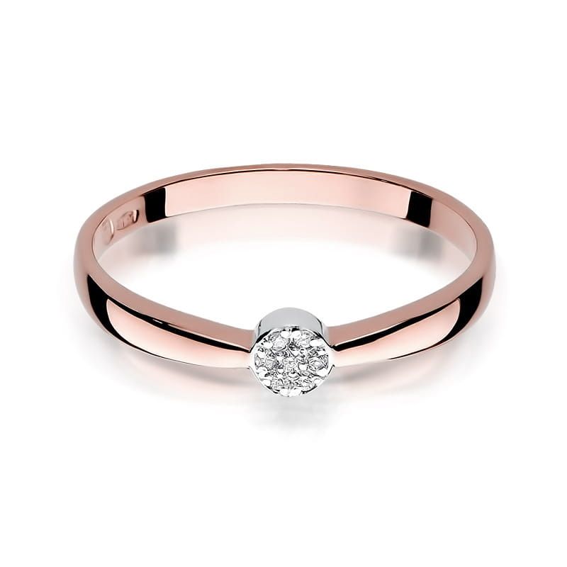 Pierścionek z brylantami 0,04 ct, różowe złoto 585