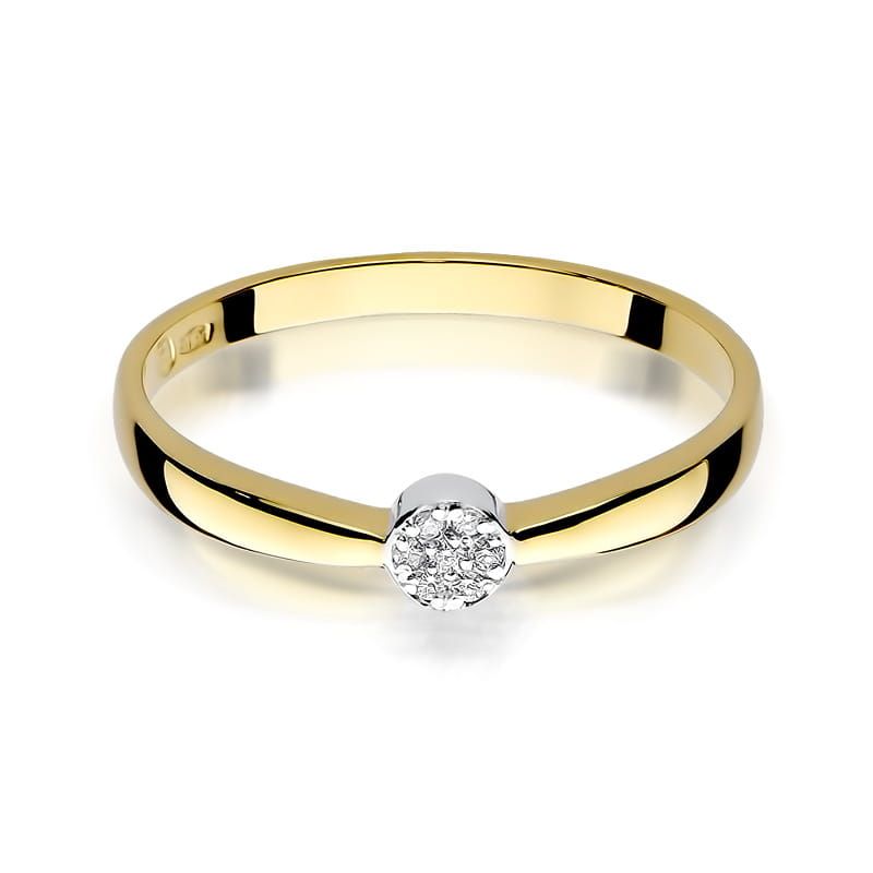 Pierścionek z brylantami 0,04 ct, żółte złoto 585