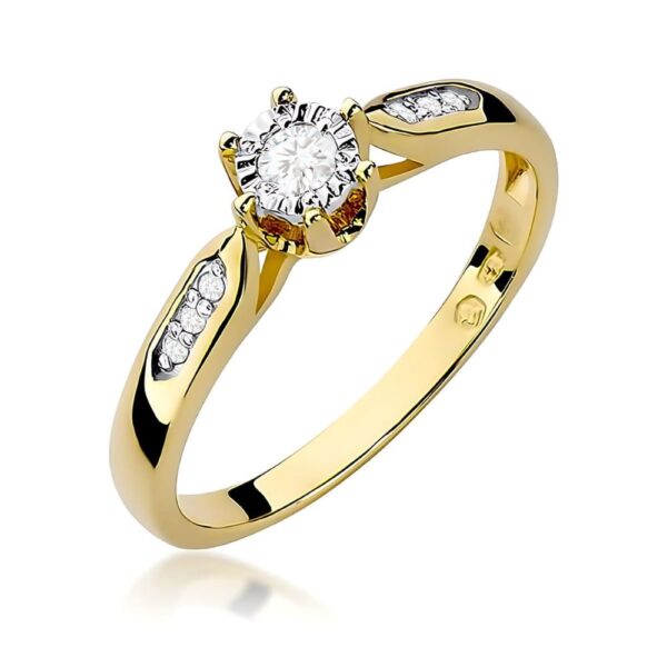 Pierścionek z brylantami 0,13 ct, żółte złoto 585