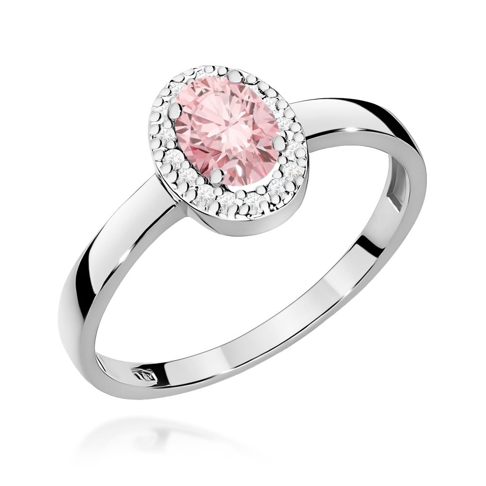 Pierścionek z różowym diamentem laboratoryjnym 0,58 ct, białe złoto 585