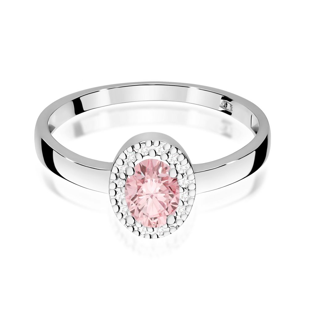 Pierścionek z różowym diamentem laboratoryjnym 0,58 ct, białe złoto 585