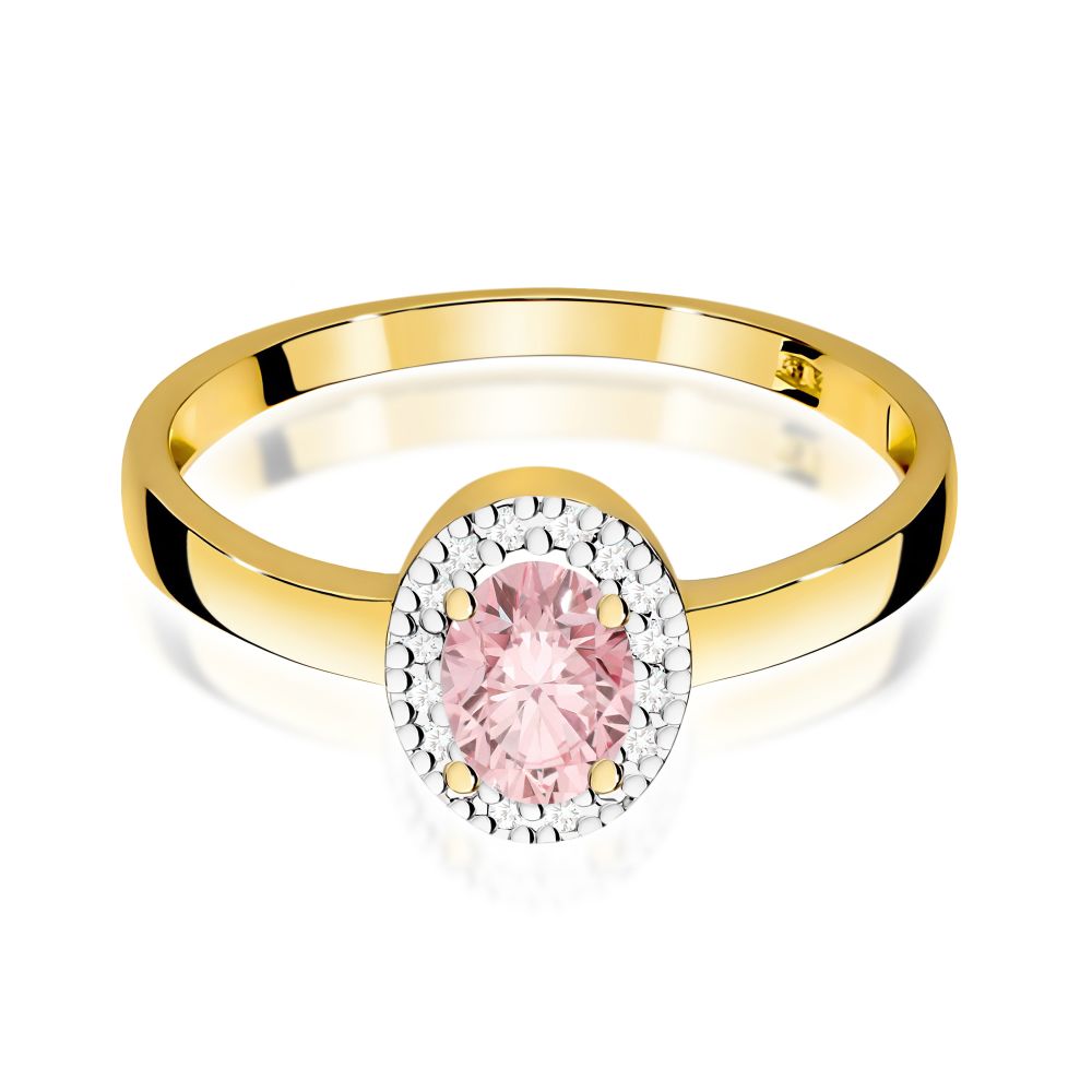 Pierścionek z różowym diamentem laboratoryjnym 0,58 ct, żółte złoto 585
