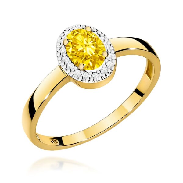 Pierścionek z żółtym diamentem laboratoryjnym 0,58 ct, żółte złoto 585