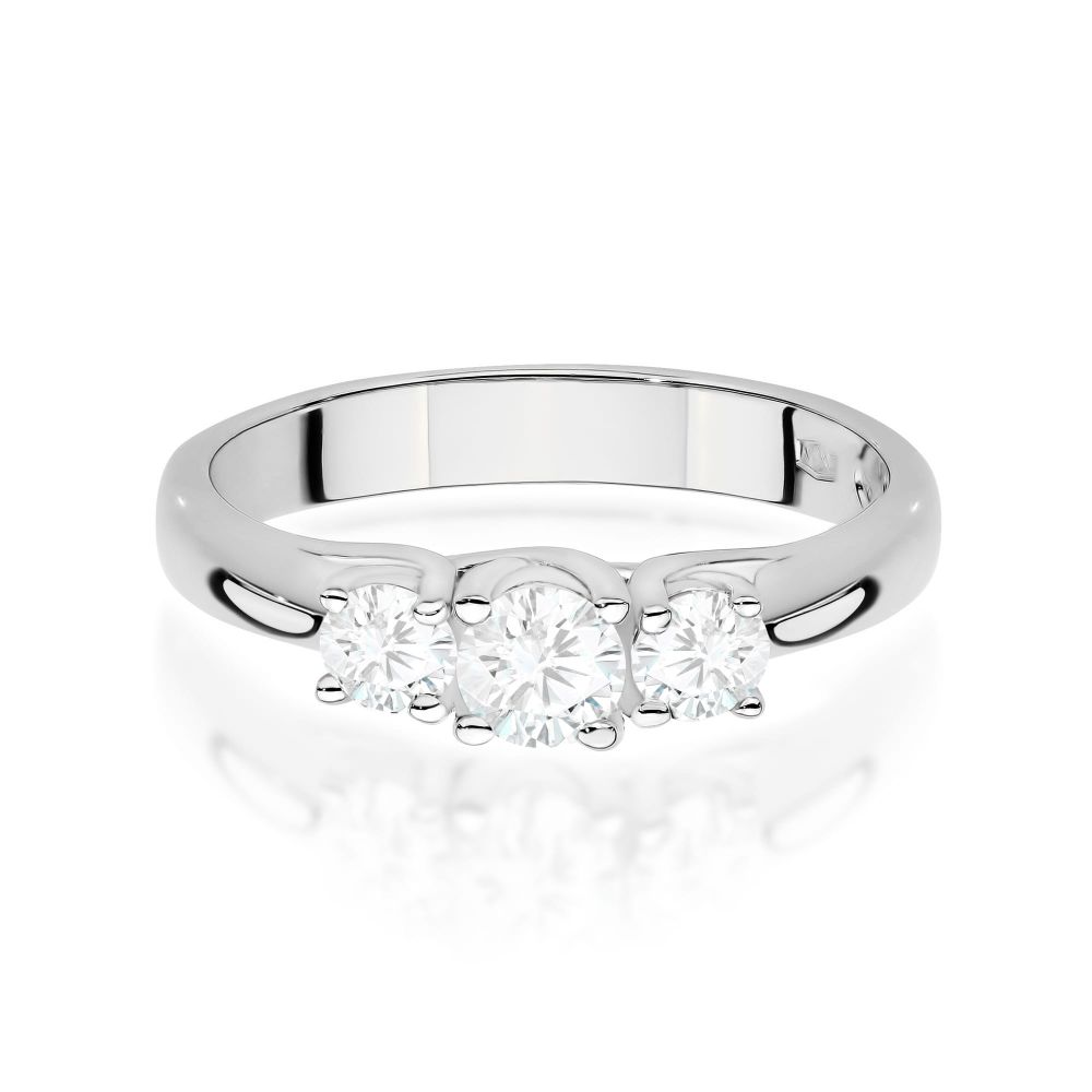 Pierścionek z diamentem laboratoryjnym 0,49 ct, białe złoto 585