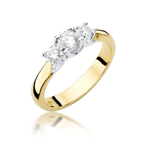 Pierścionek z brylantami 0,49 ct, żółte złoto 585