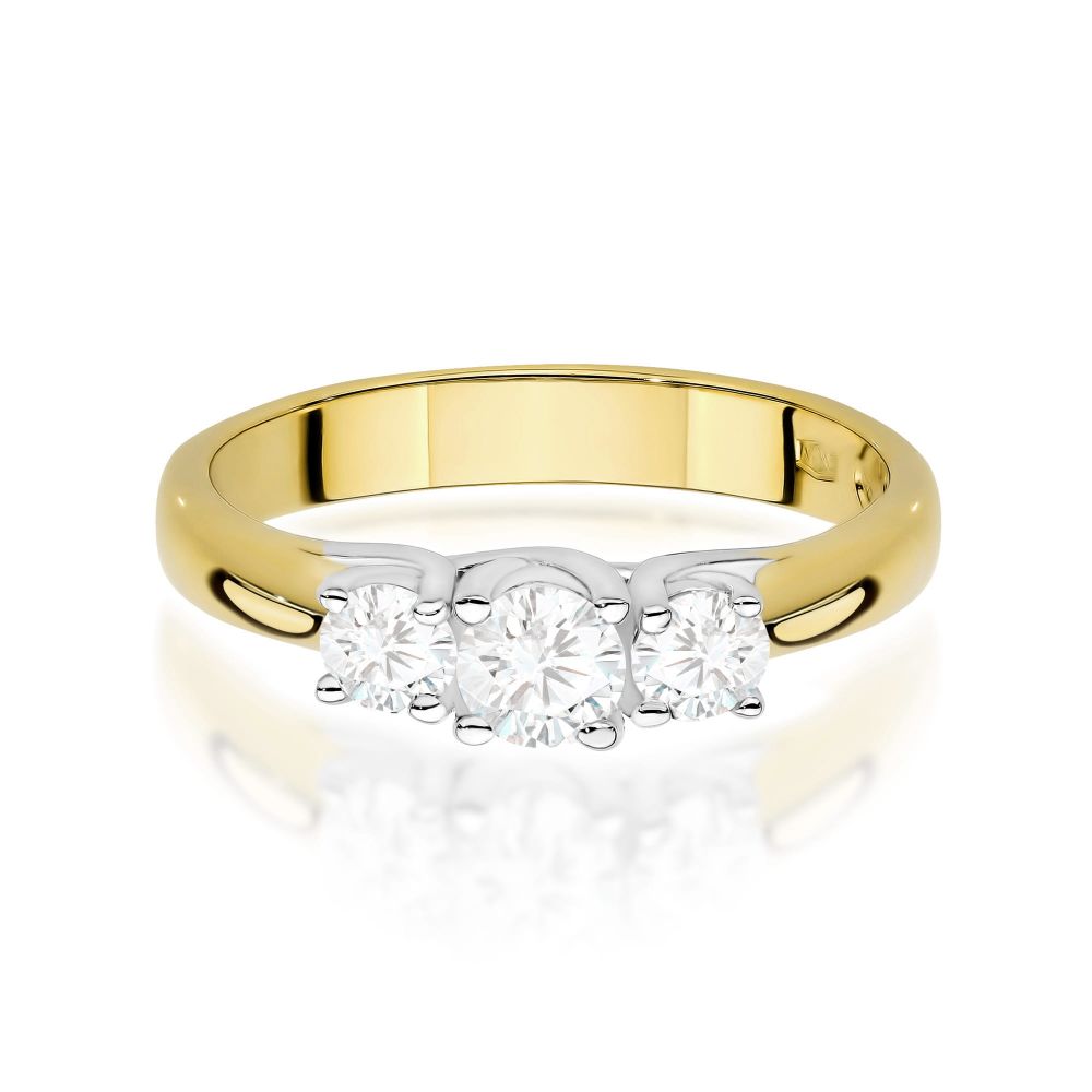 Pierścionek z diamentem laboratoryjnym 0,49 ct, żółte złoto 585