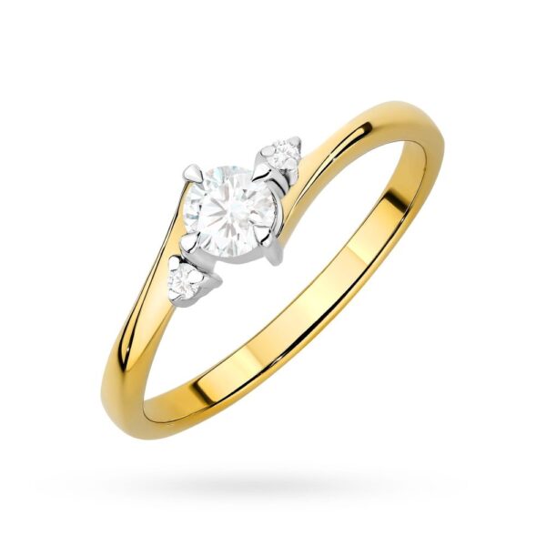 Pierścionek z diamentem laboratoryjnym 0,28 ct, żółte złoto 585