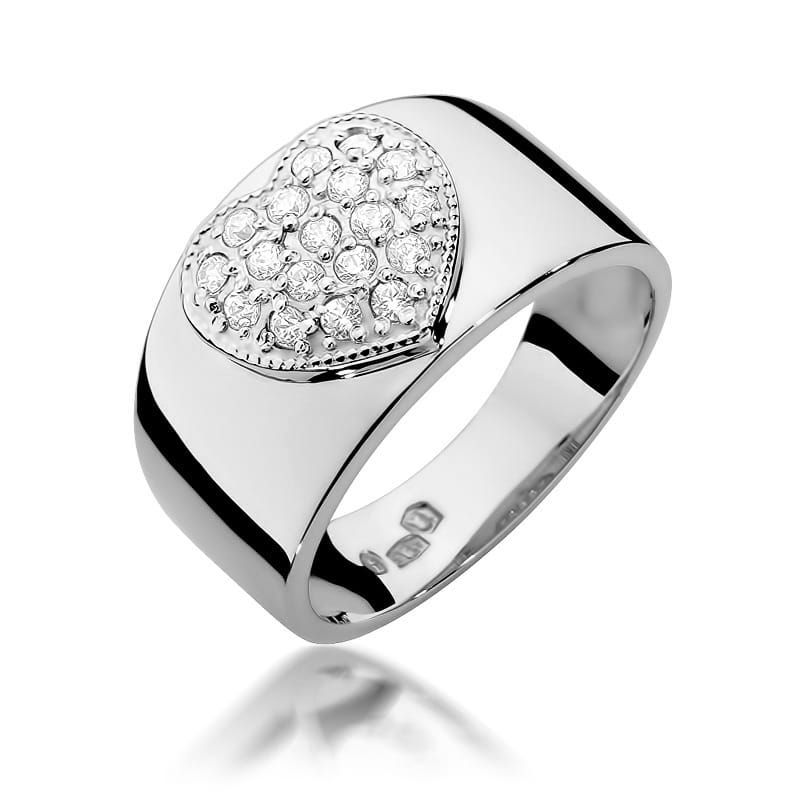 Pierścionek z brylantami 0,26 ct, białe złoto 585