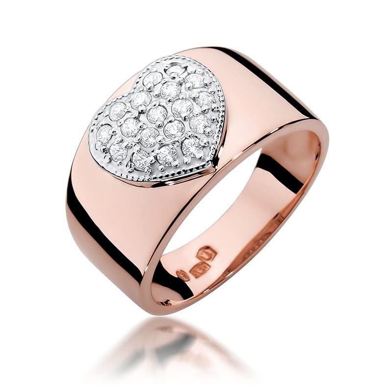 Pierścionek z brylantami 0,26 ct, różowe złoto 585