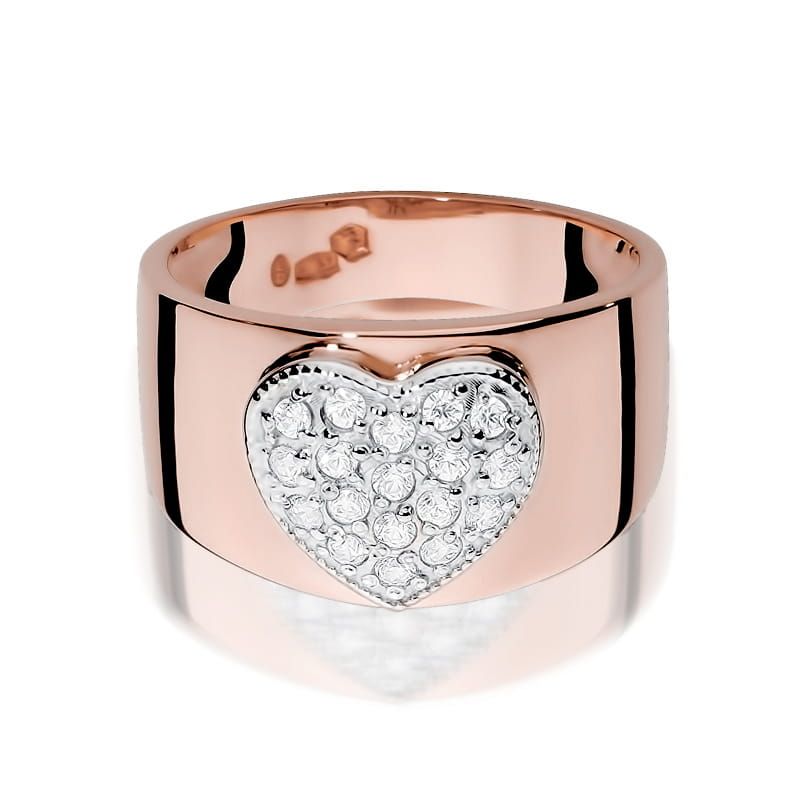 Pierścionek z brylantami 0,26 ct, różowe złoto 585
