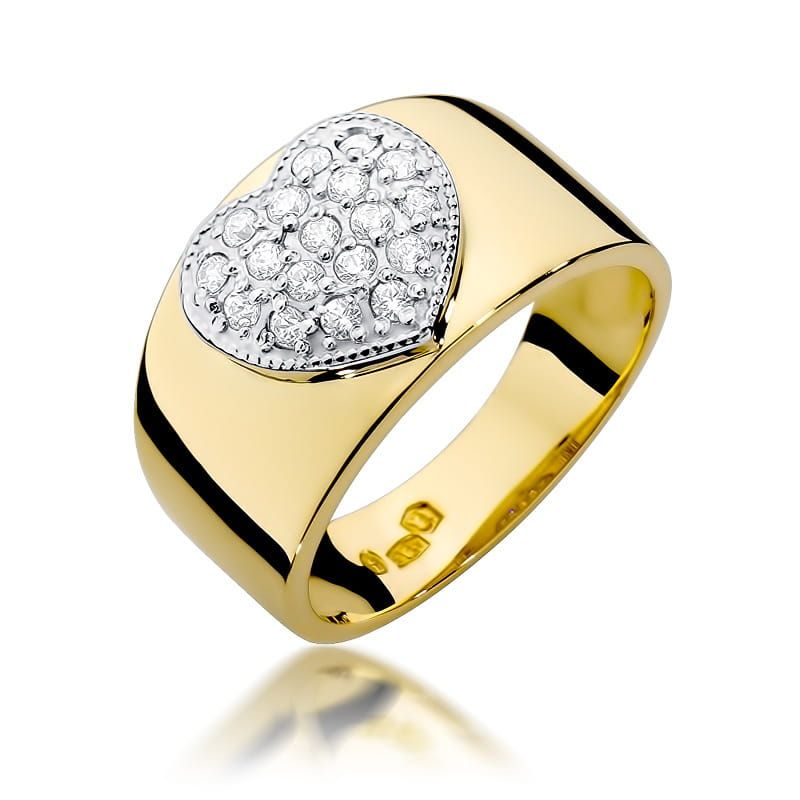 Pierścionek z brylantami 0,26 ct, żółte złoto 585