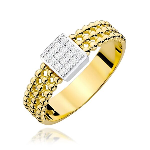 Pierścionek z brylantami 0,08 ct, żółte złoto 585