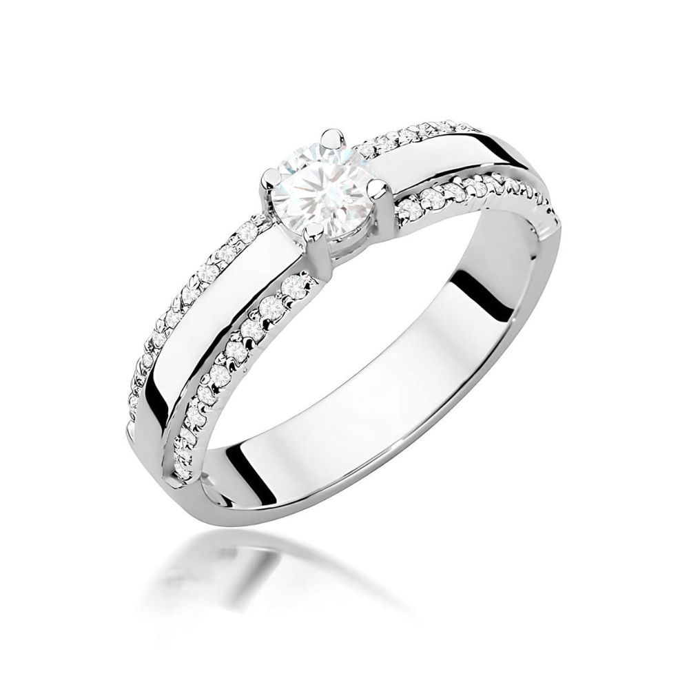 Pierścionek z diamentem laboratoryjnym 0,45 ct, białe złoto 585