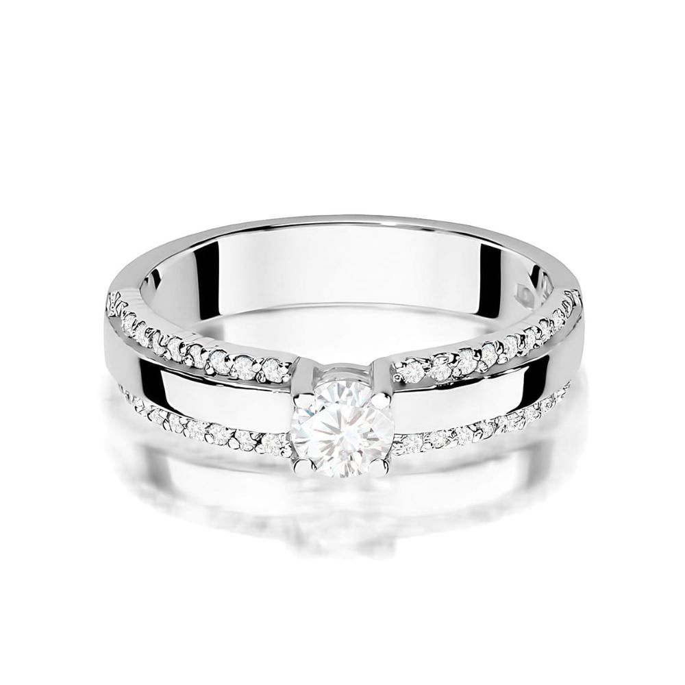 Pierścionek z diamentem laboratoryjnym 0,45 ct, białe złoto 585