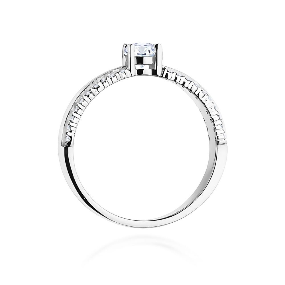 Pierścionek z diamentem laboratoryjnym 0,45 ct, białe złoto 585