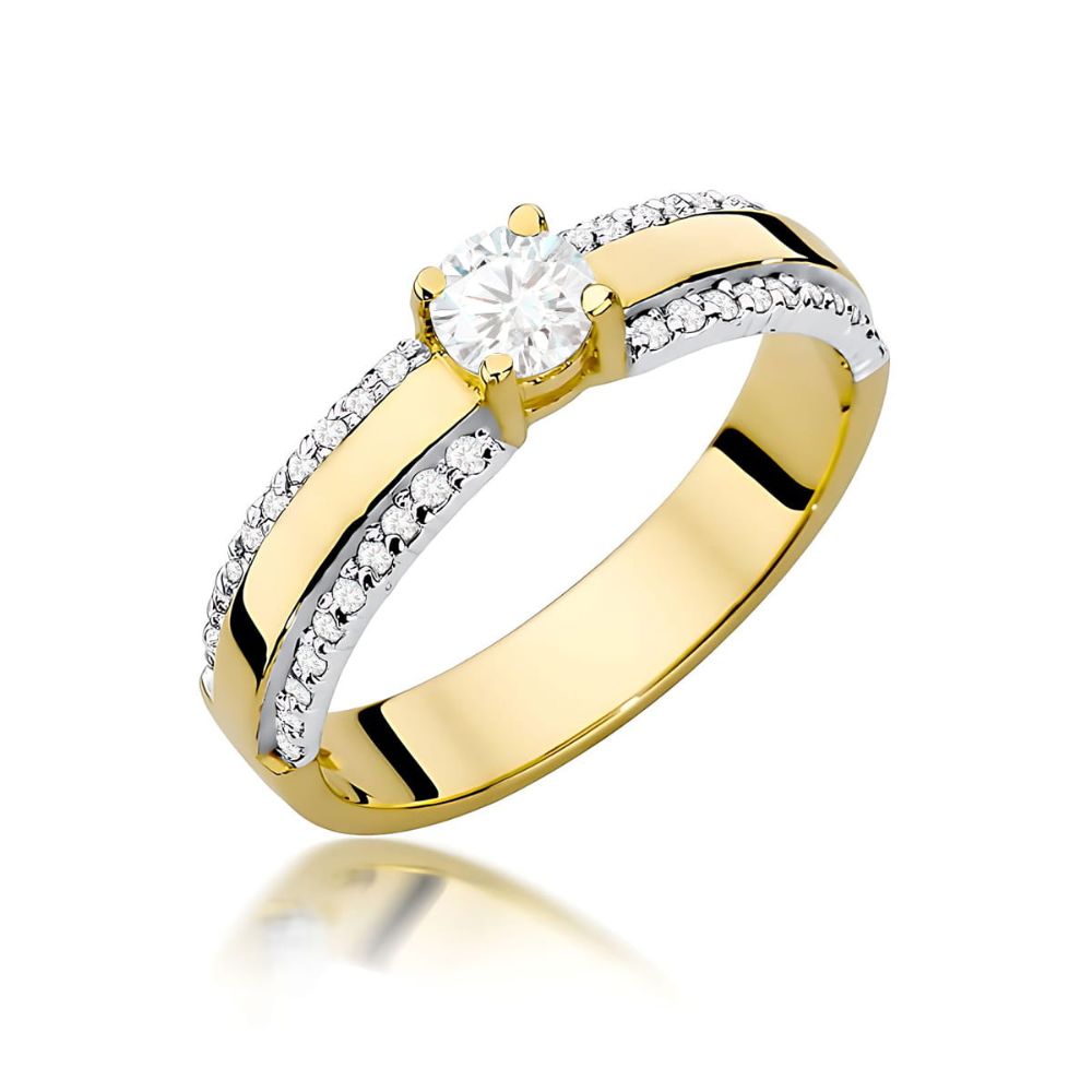 Pierścionek z diamentem laboratoryjnym 0,45 ct, żółte złoto 585