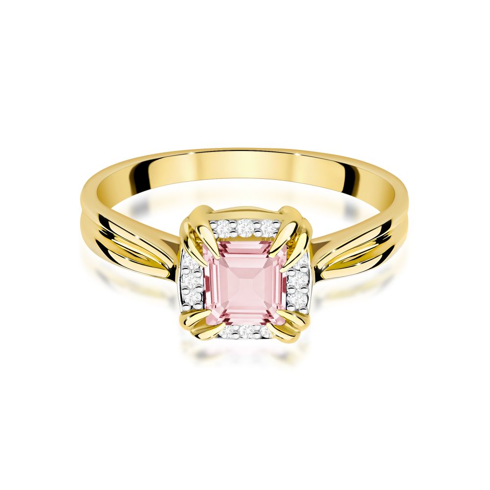 Pierścionek z różowym diamentem laboratoryjnym 0,56 ct, żółte złoto 585